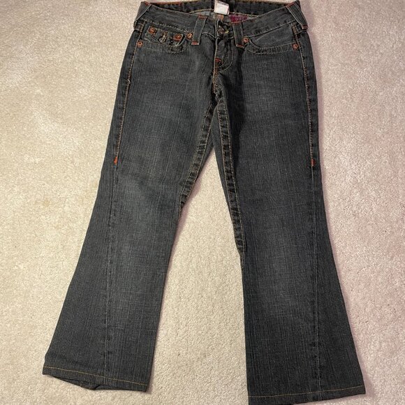 True Religion Grey Cropped Flare Jeans - Picture 6 of 6